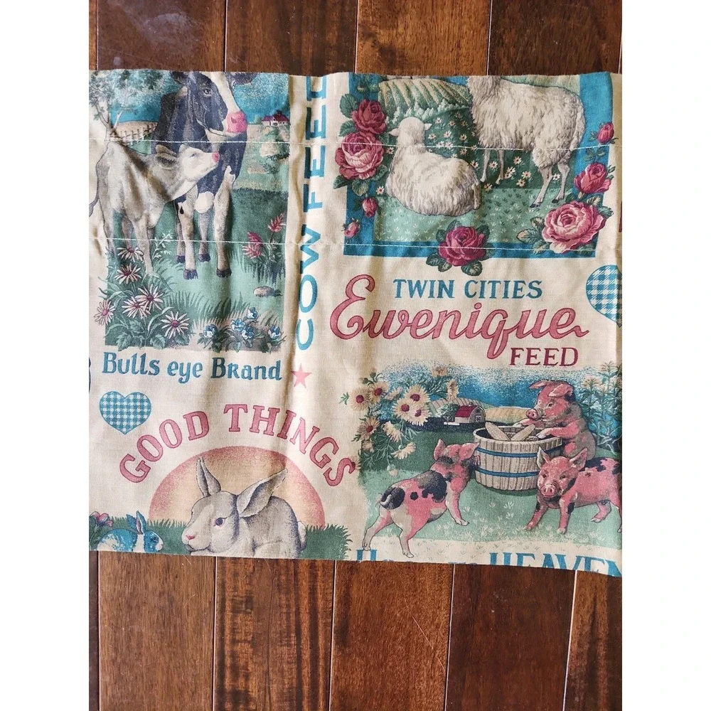 Vtg Fabric Valance Country Farm Cow Pig Cottagecore Joann Kessler 69
